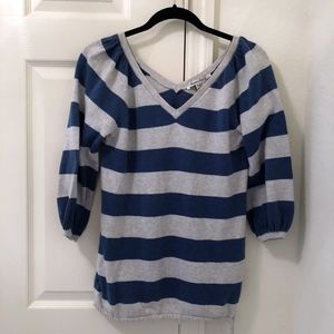 Gray and Blue Striped Long Sweater American Rag